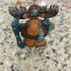Moose on skis sparkley ornament Sierra Home Original Tag